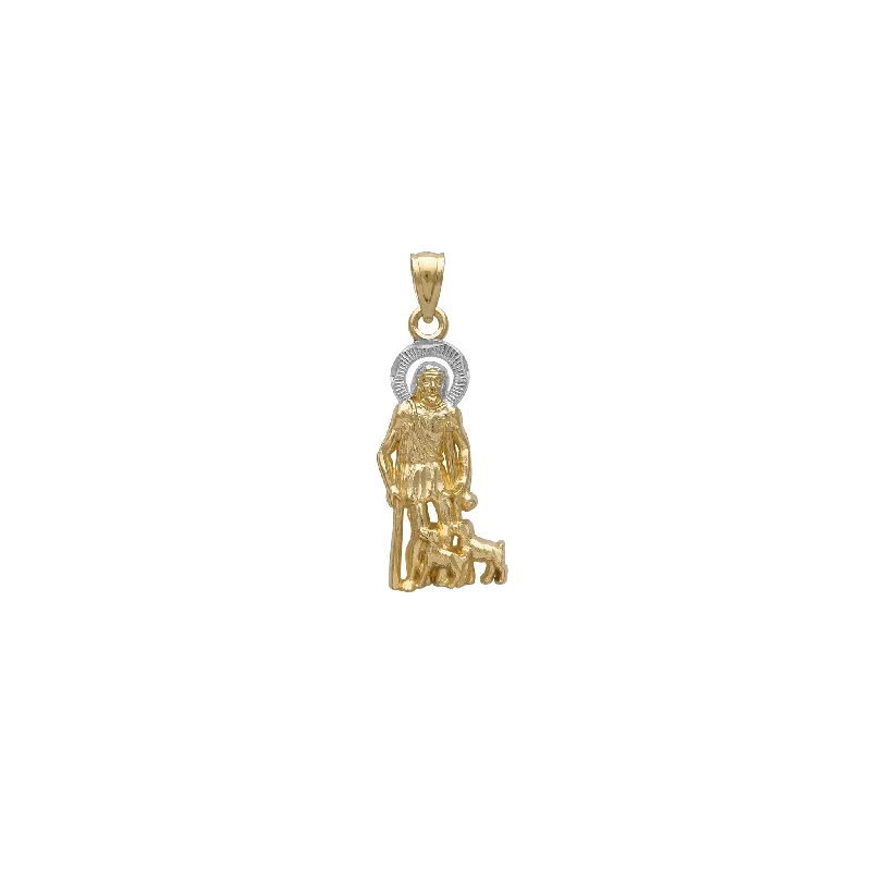 unique blue topaz ring Two-Tone Saint Lazarus Pendant (14K)
