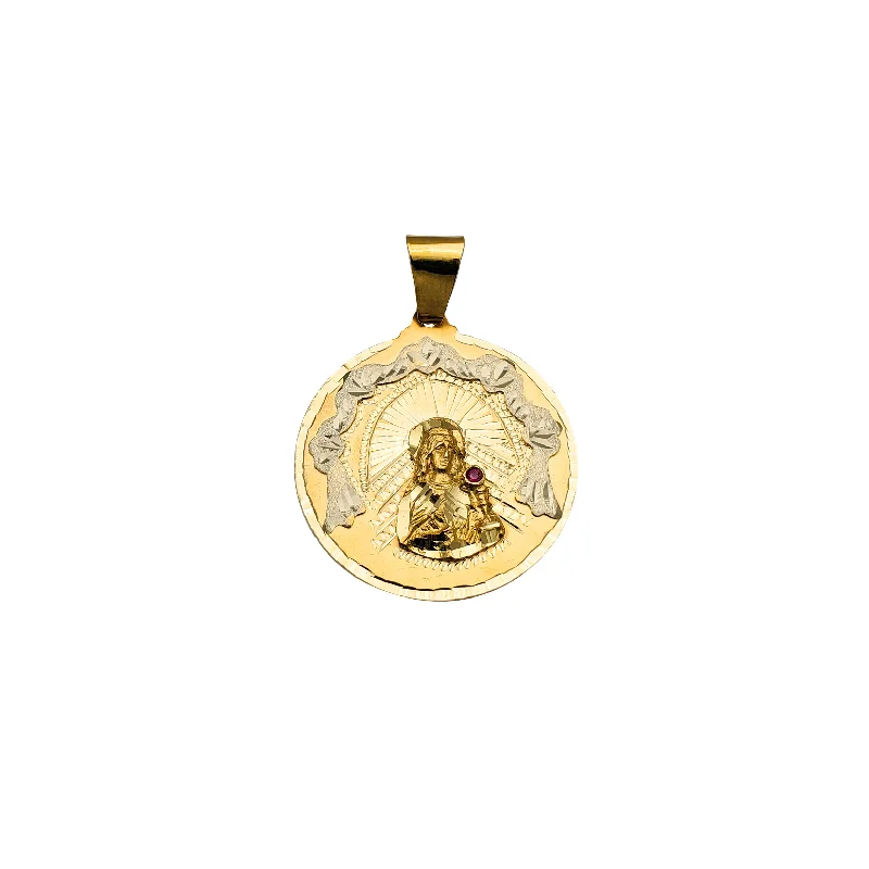 sterling silver herringbone chain Two-tone Santa Barbara Pendant (14K)