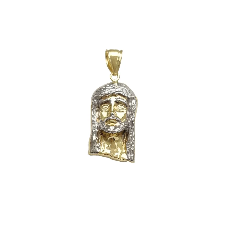 gold daisy stud earrings Two-Toned Jesus Head Closed-Back Pendant (10K)