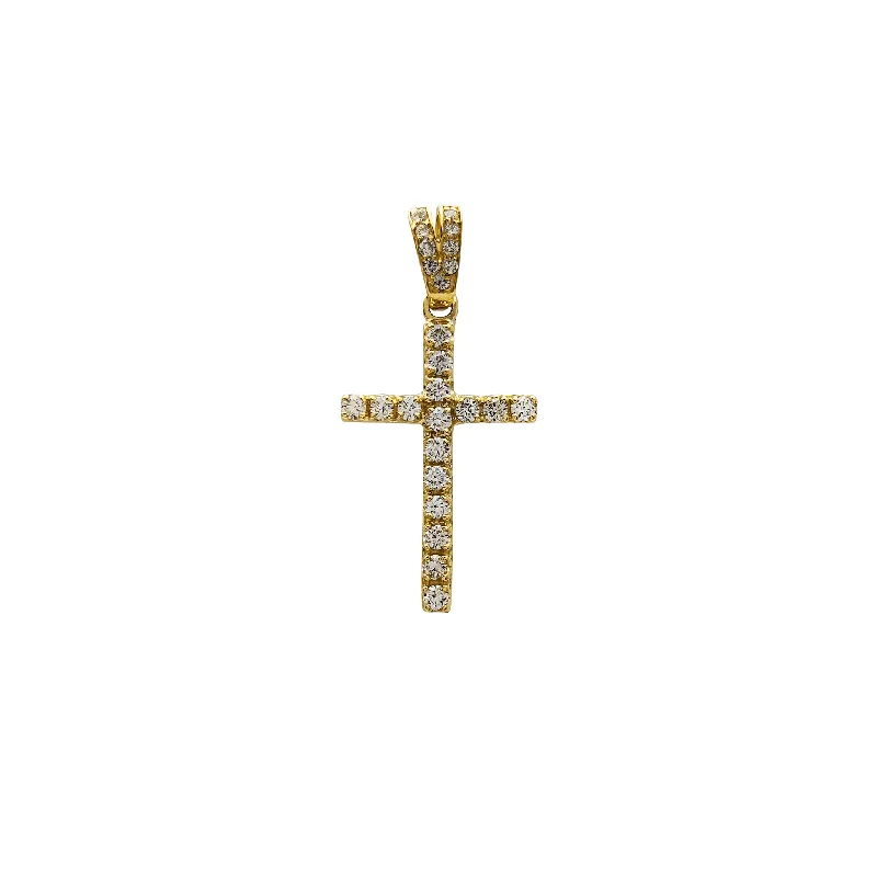 silver feather charm necklace VS Diamond Cross Pendant (14K)