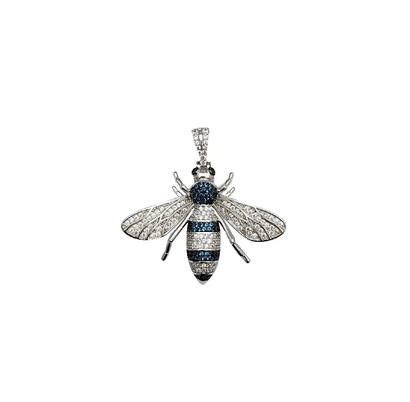 handcrafted gemstone drop earrings White & Blue CZ Wasp Pendant (Silver)