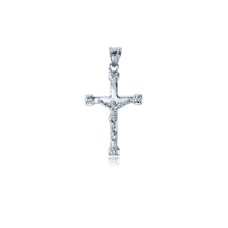 minimalist gold bracelet thin White Gold Polished Crucifix Cross Pendant (14K)