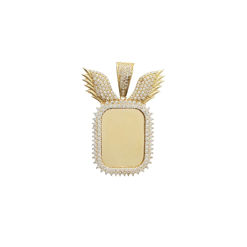 gold and diamond nose stud Winged Dogtag Picture Pendant (14K)