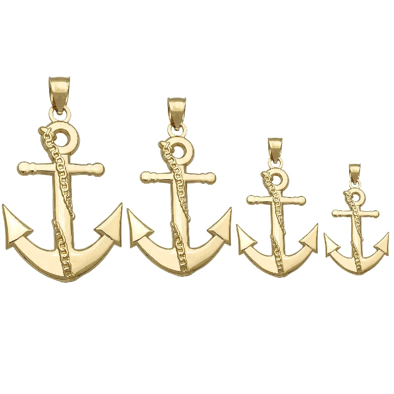 dainty gold anchor bracelet Wrapped Anchor Pendant (14K)
