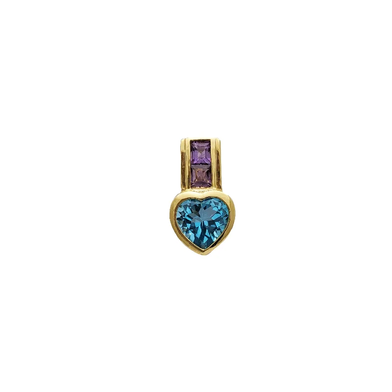 men’s sterling silver cufflinks Yellow Gold Amethyst & Sapphire Heart Pendant (14K)
