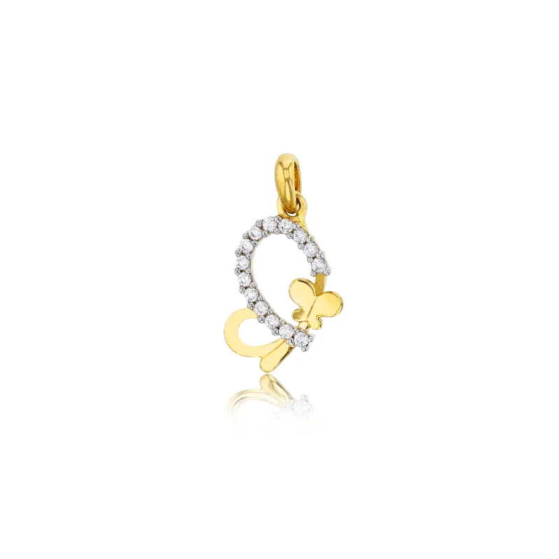 raw amethyst ring silver Yellow Gold CZ Butterfly Pendant (14K)