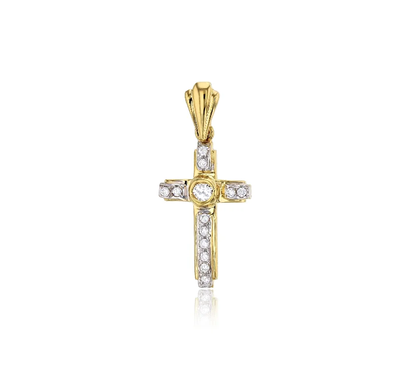 rose gold infinity bracelet Yellow Gold CZ Cross Pendant (14K)
