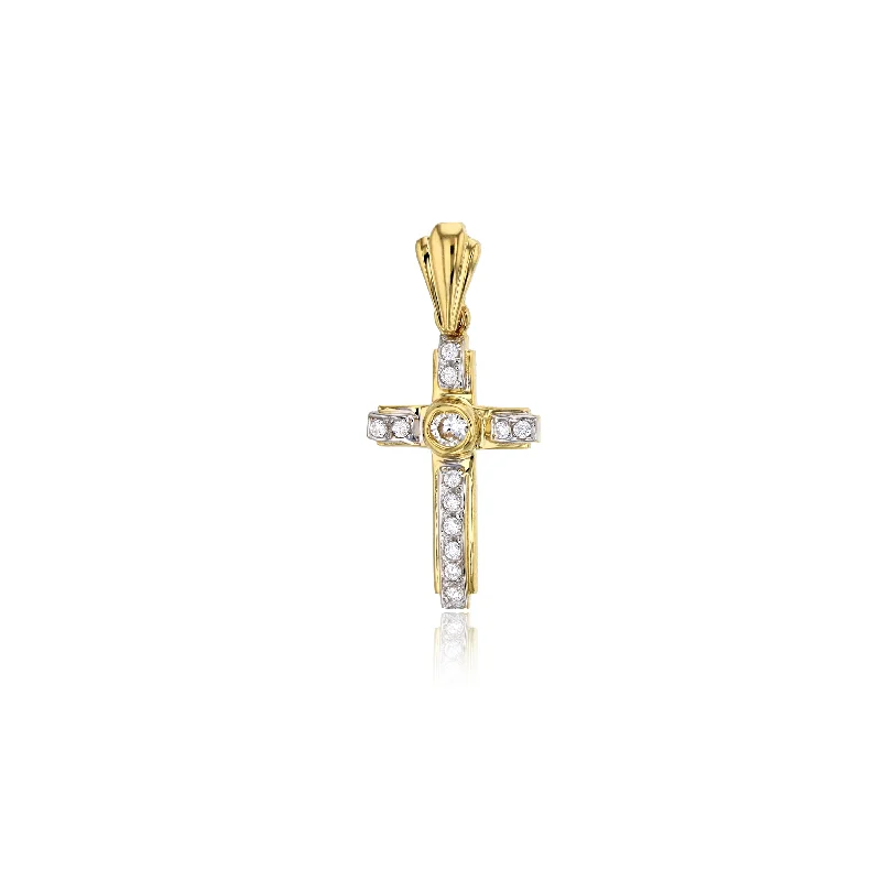 unique gemstone necklace handmade Yellow Gold CZ Cross Pendant (14K)