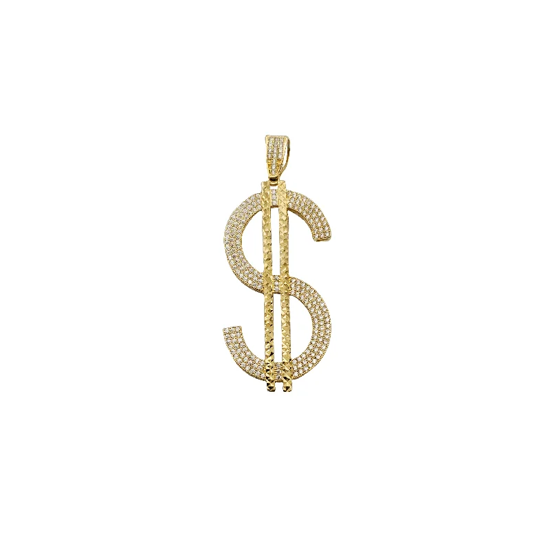 crystal-studded gold ring Yellow Gold CZ Dollar Sign Pendant (14K)