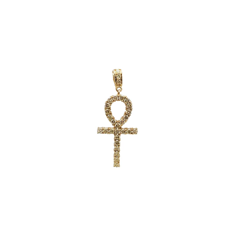 diamond halo pendant necklace Yellow Gold Diamond Ankh Pendant (14K)