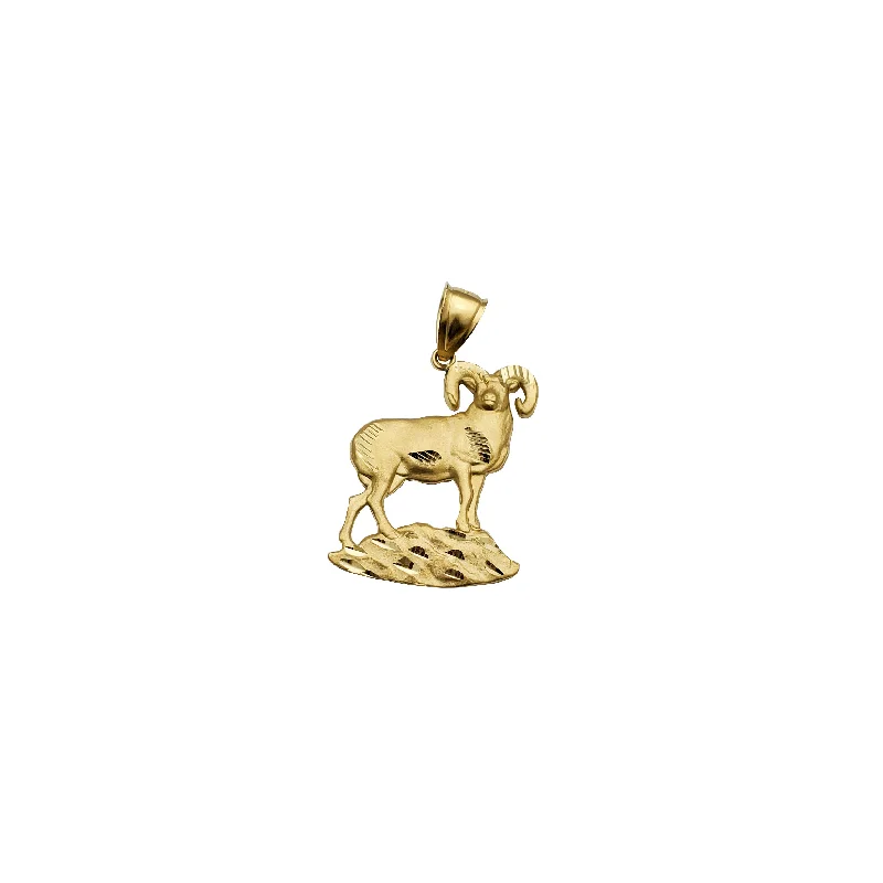 custom gold name necklace Yellow Gold Diamond-Cut Goat Pendant (14K)
