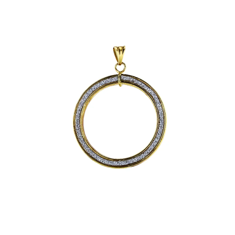 custom nameplate bracelet silver Yellow Gold Glitter Open Circle Dangling Pendant (14K)