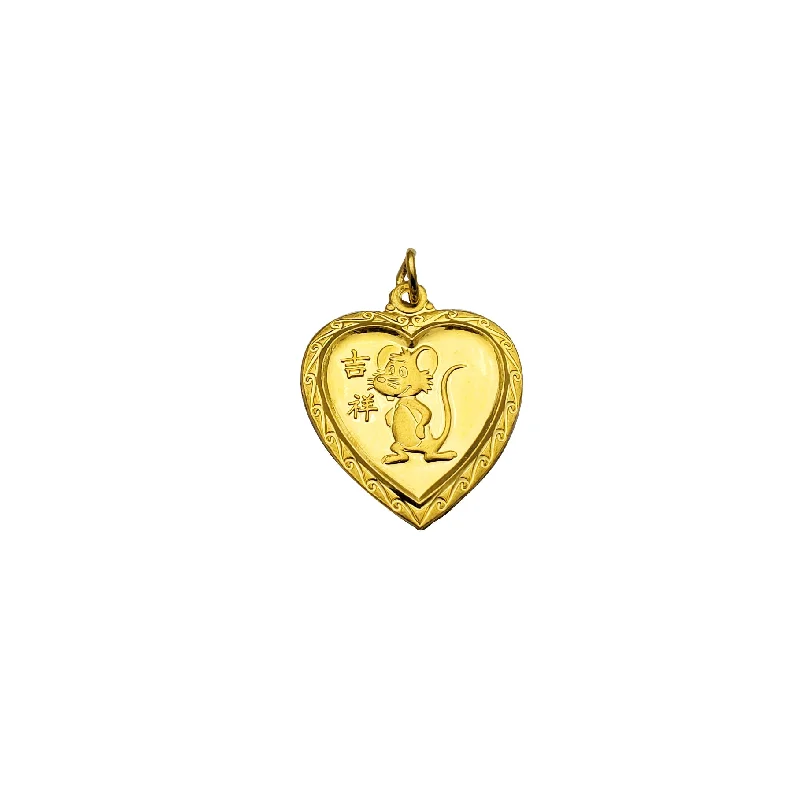 boho tassel earrings handmade Yellow Gold Heart Shape Rat Pendant (24K)