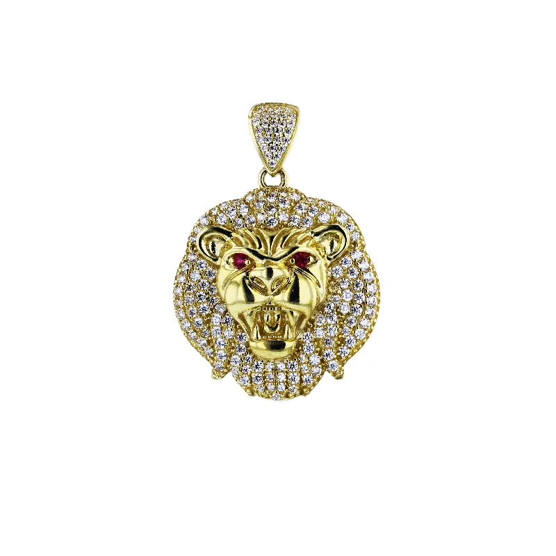 handcrafted gemstone ring women Yellow Gold Micropave CZ Head Pendant (14K)