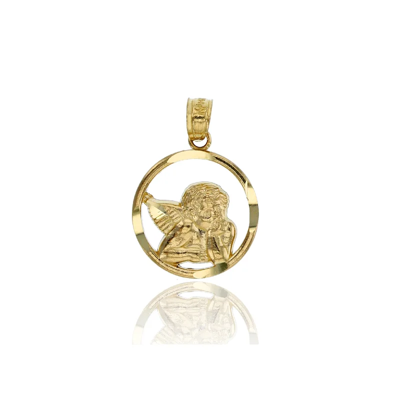 diamond wedding band for women Yellow Gold Polished Round Cherub Medal Charm Pendant (14K) diamond wedding band for women Yellow Gold Polished Round Cherub Medal Charm Pendant (14K)
