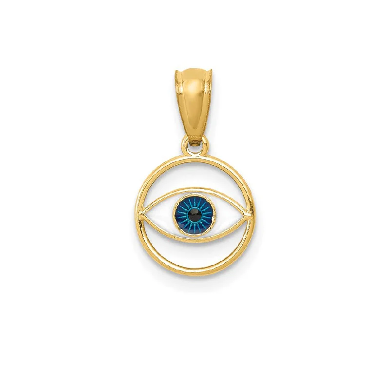 handcrafted gemstone pendant Yellow Gold Round Polished Enameled Eye Pendant (14K) handcrafted gemstone pendant Yellow Gold Round Polished Enameled Eye Pendant (14K)