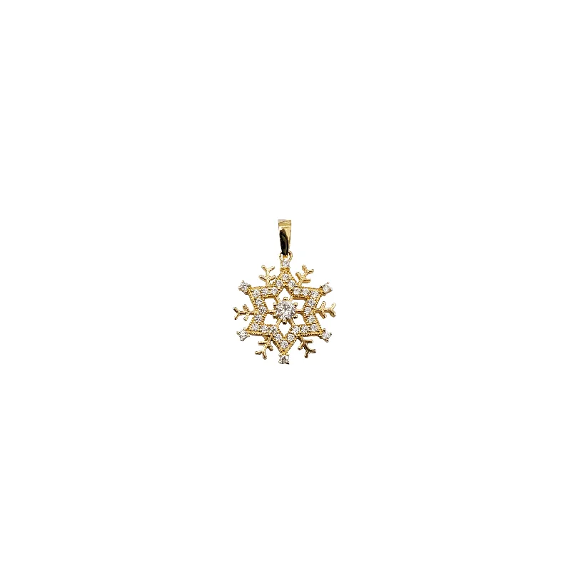 handmade antique silver bangle Yellow Gold Snowflake Pendant (14K)