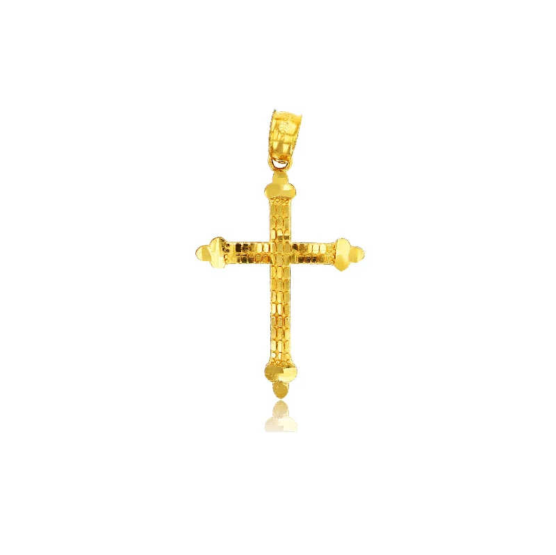 vintage filigree engagement ring Yellow Gold Texture Cross Pendant (14K)