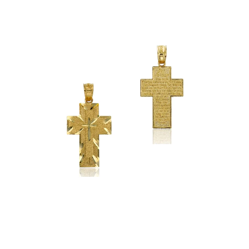 sapphire engagement ring halo Embossed Prayer Cross Pendant (14K)