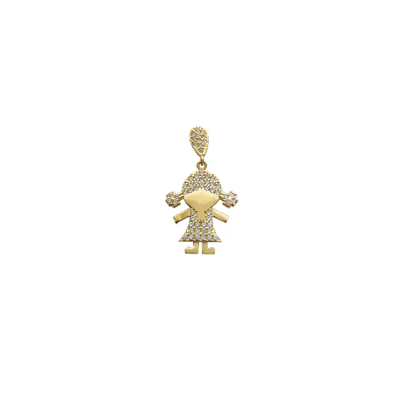 handmade copper wire ring Zirconia Little Girl Pendant (14K)