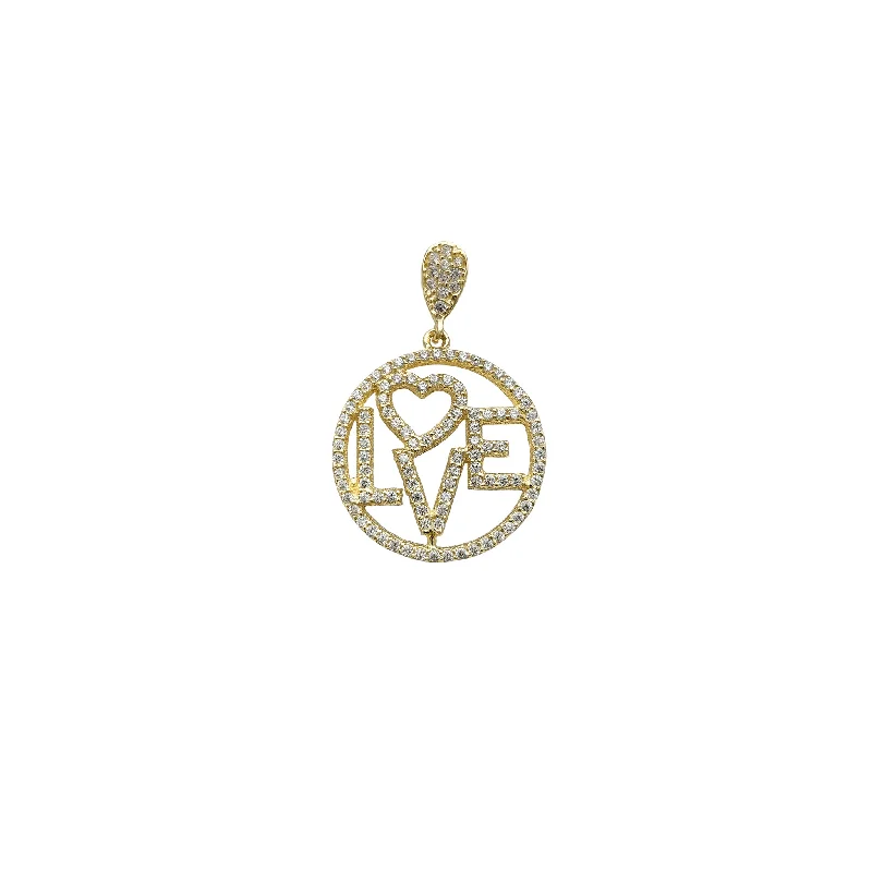 bold gothic vampire ring Zirconia Outline Love Round Medallion Pendant (14K)