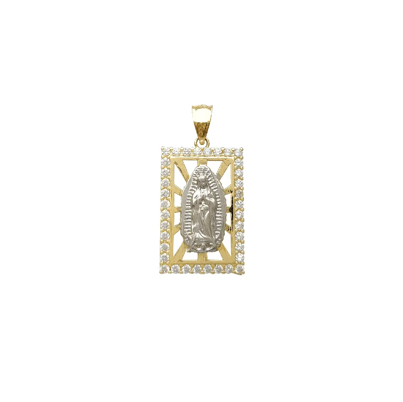infinity knot wedding band Zirconia Rectangle Halo Virgin Mary Pendant (14K)