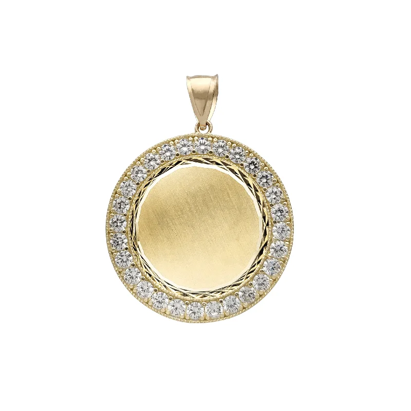 gold-plated snake chain bracelet Zirconia Round Medallion Memorial Picture Pendant (14K) gold-plated snake chain bracelet Zirconia Round Medallion Memorial Picture Pendant (14K)